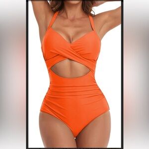 Eomenie Women One Piece Swimsuits Tummy Control Cutout High‎ Waisted Size 2X NWT